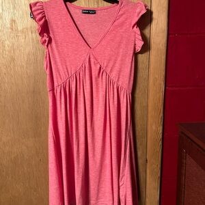 Summer ruffle shoulder dress. Knee length